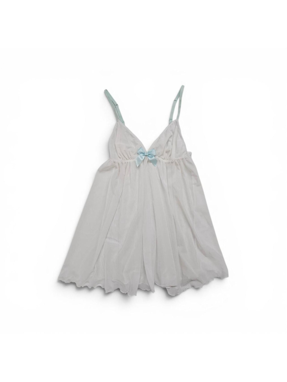 Gilligan & OMalley 90s White Babydoll Slip Dress In White and Light Blue Sz Med - Picture 2 of 7